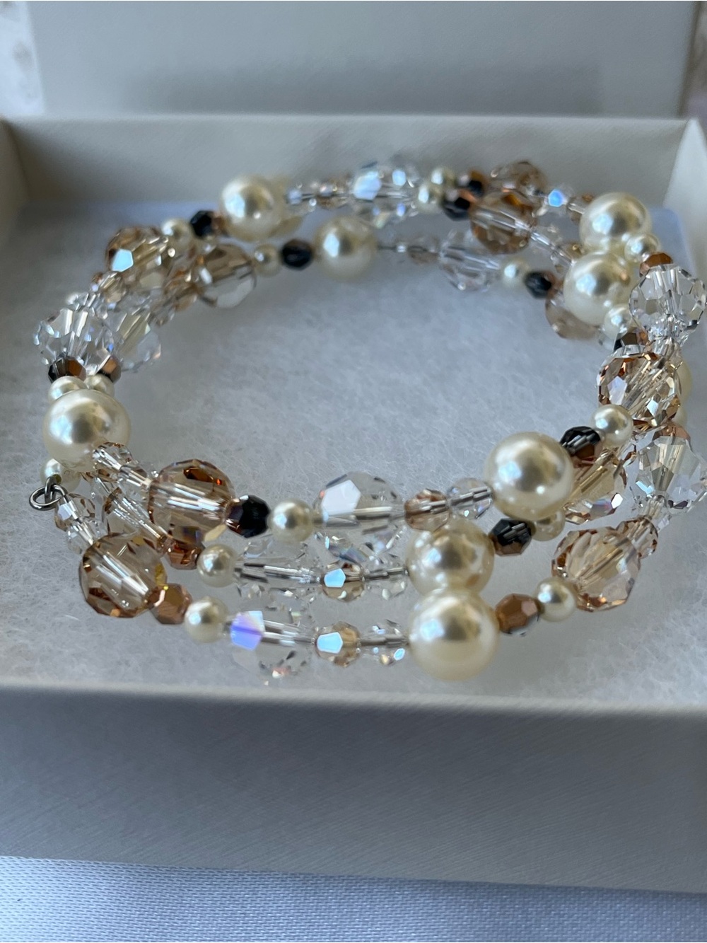 Touchstone Crystal Multi-Strand Pearl & Champagne Crystal Bracelet, BNIB - Picture 4 of 7
